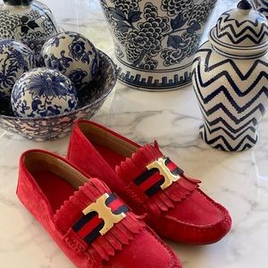 TORY BURCH SHOES/TORY BURCH GEMINI LINK SUEDE DRIVER